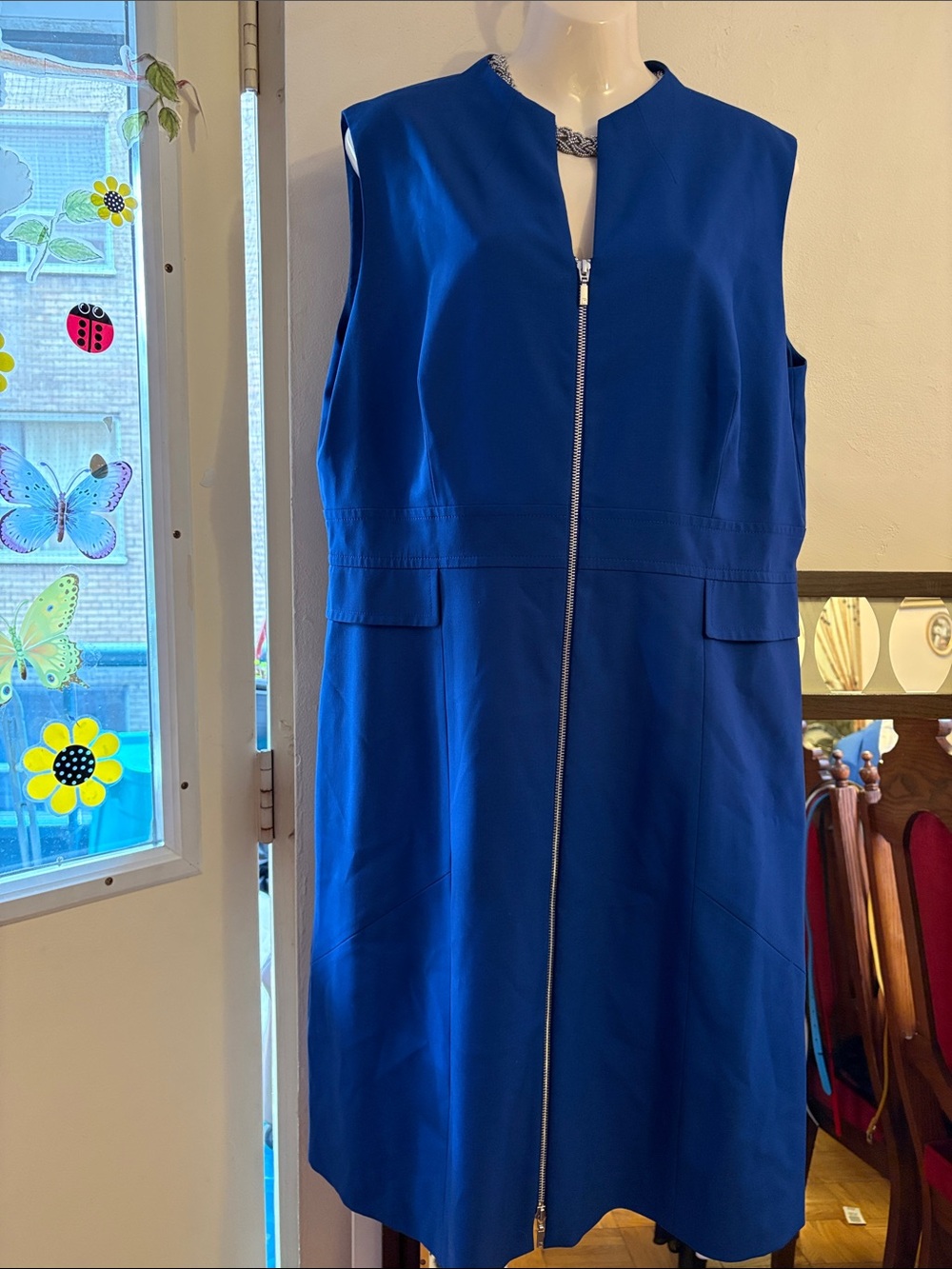 Lafayette 148 New York Royal Blue Zip-Front Midi Dress. 95. Wool
